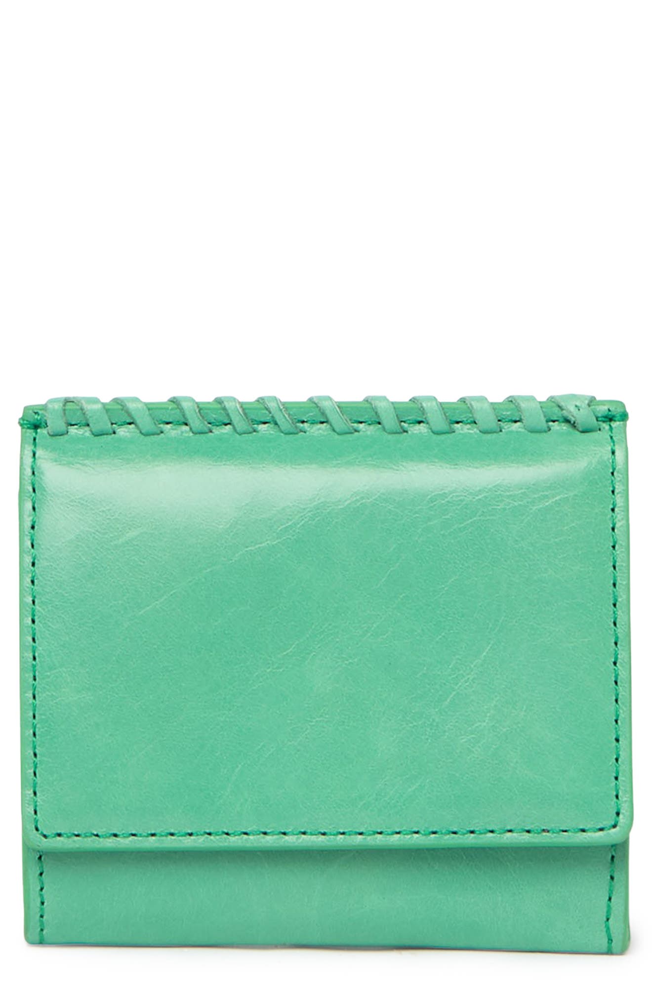 Hobo Stitch Woven Leather Bifold Wallet In Mint
