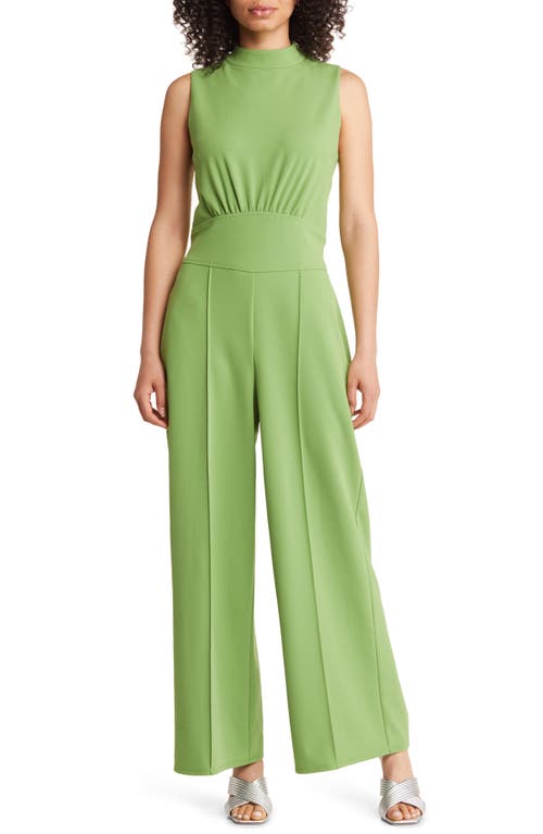 Maggy London Wide Leg Mock Neck Jumpsuit in Forest Green