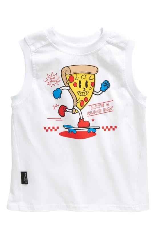 Tiny Tribe Kids' Have A Slice Day Cotton Graphic Tank Top In White