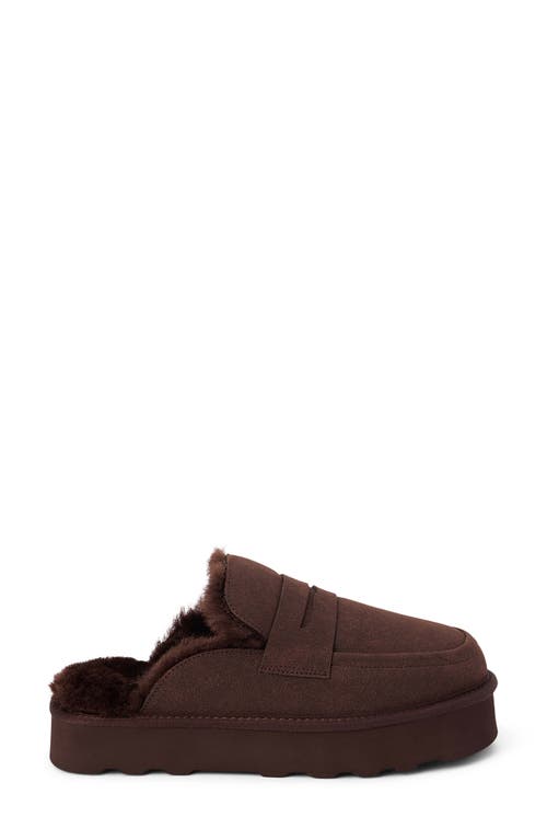 Shop Coconuts By Matisse Stowe Faux Fur Platform Loafer Mule In Chocolate