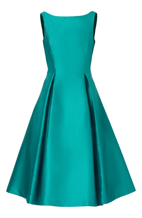 Shop Adrianna Papell Sleeveless Mikado Fit & Flare Midi Dress In Exotic Jade