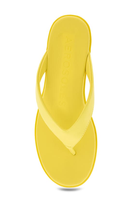 Shop Aerosoles Isha Wedge Flip Flop Sandal In Green Sheen Pu