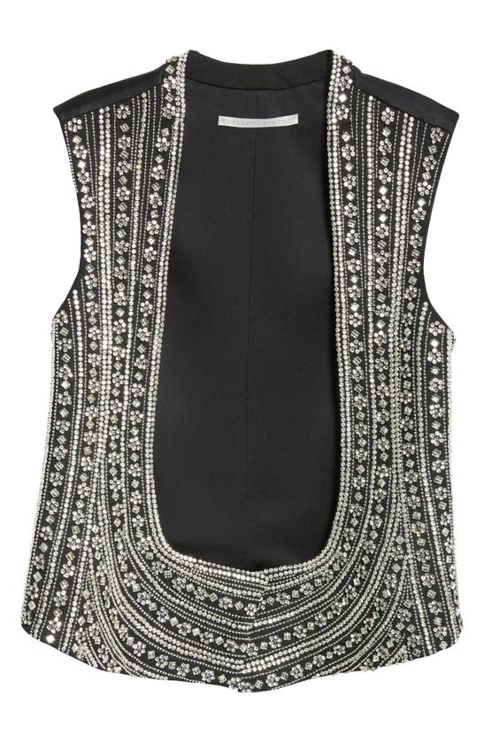 Stella Mccartney Crystal Embellished Wool Tuxedo Waistcoat In Black