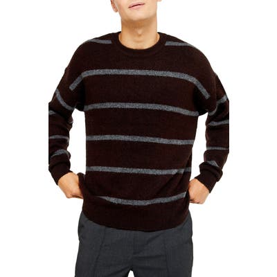 Harlow Classic Fit Stripe Crewneck Sweater, Burgundy