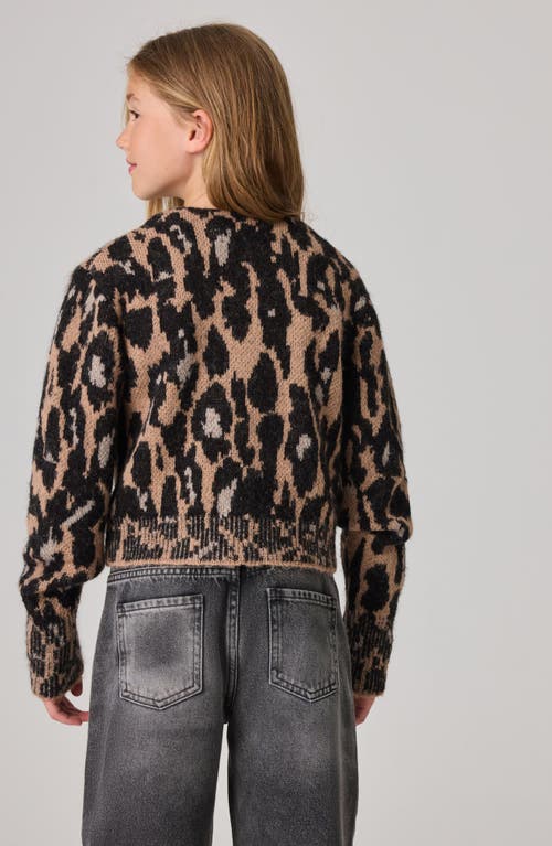 Shop Allsaints Sm By  Kids' Leopard Jacquard Cardigan In Black