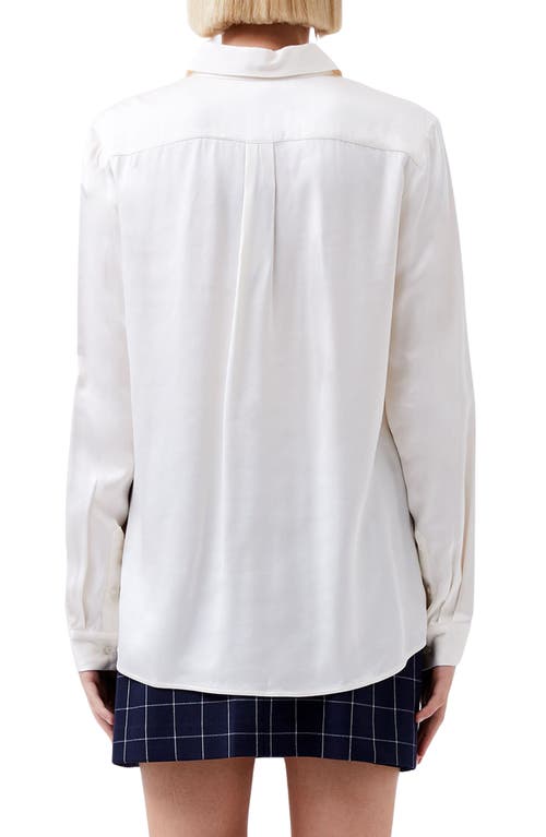 Shop French Connection Ennis Satin Button-up Shirt In Classic Cream