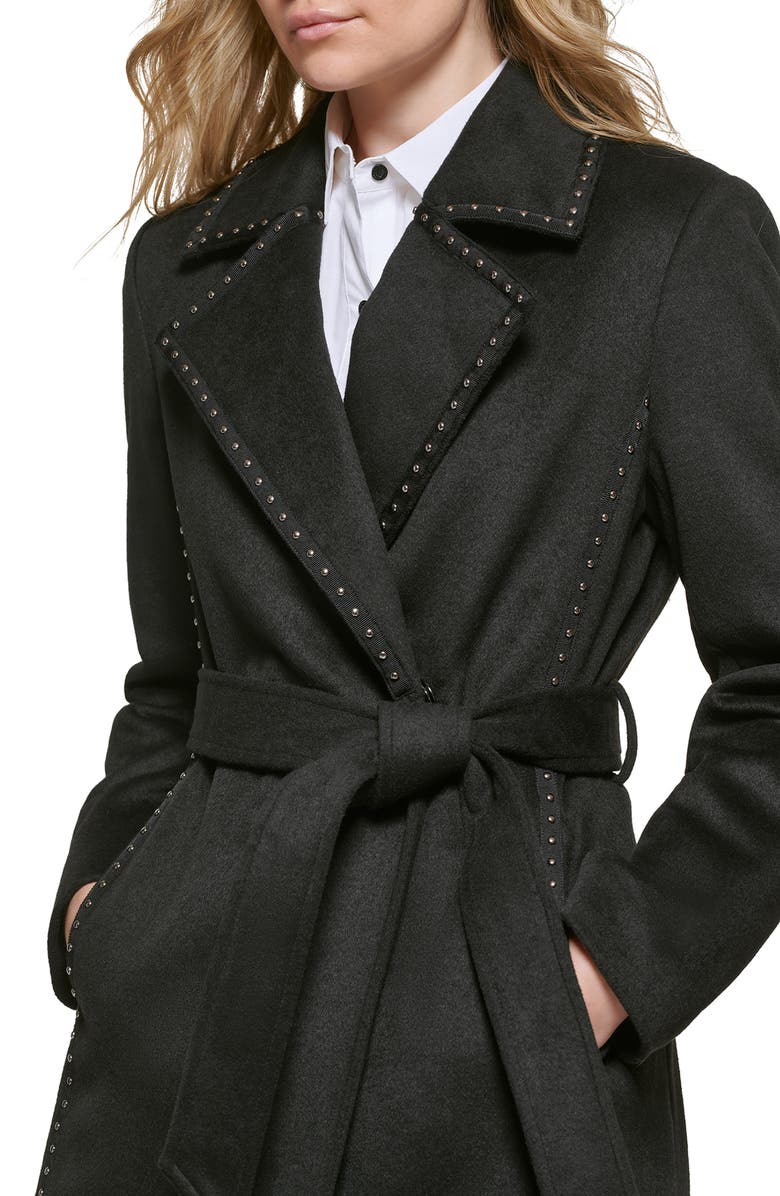 Evacuatie Zakje component Karl Lagerfeld Paris Stud Detail Wool Blend Wrap Coat | Nordstrom