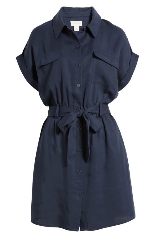 Shop Caslonr Caslon(r) Tie Waist Shirtdress In Navy Blazer