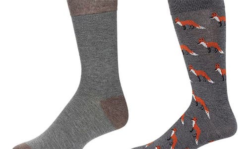 Memoi Assorted 2-pack Crew Socks In Gray Heather