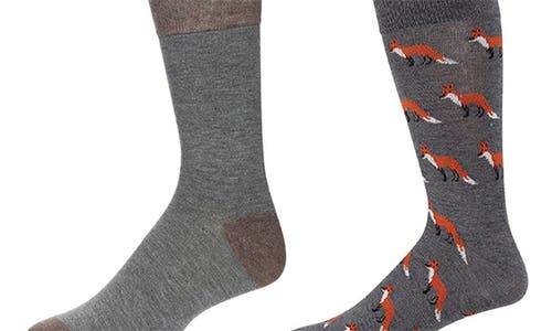 Shop Memoi Assorted 2-pack Crew Socks In Gray Heather