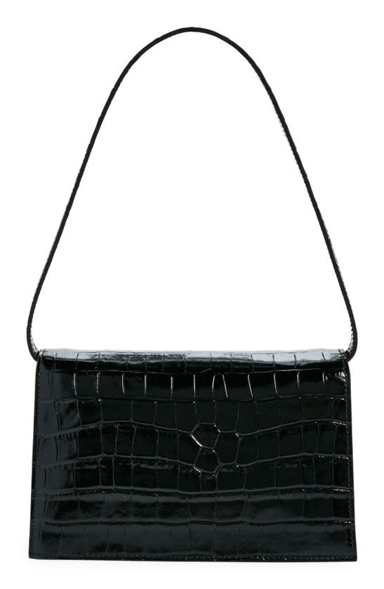 Shop Coperni Mini Folder Croc Embossed Crossbody Bag In Black