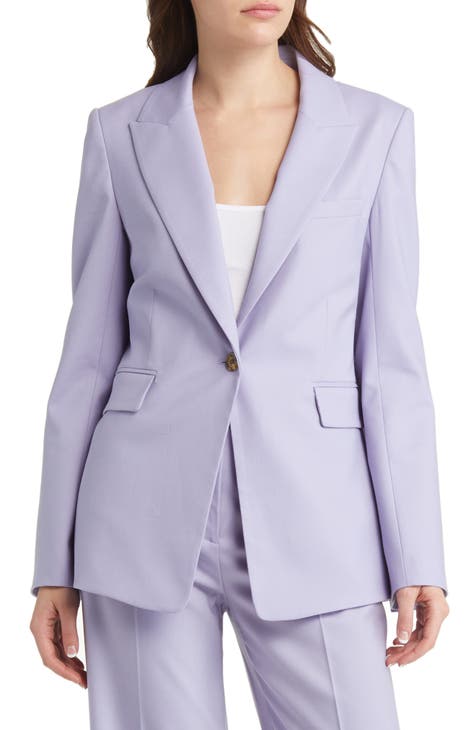 Purple double breasted stretch Pant Suit