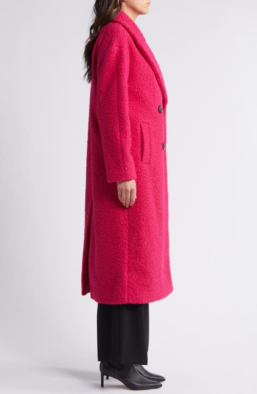 Shop Bcbg Double Breasted Bouclé Long Coat In Magenta