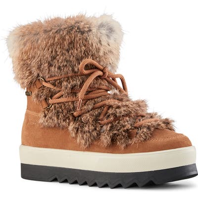 Cougar Vanora Waterproof Boot With Genuine Rabbit Fur Trim, Brown