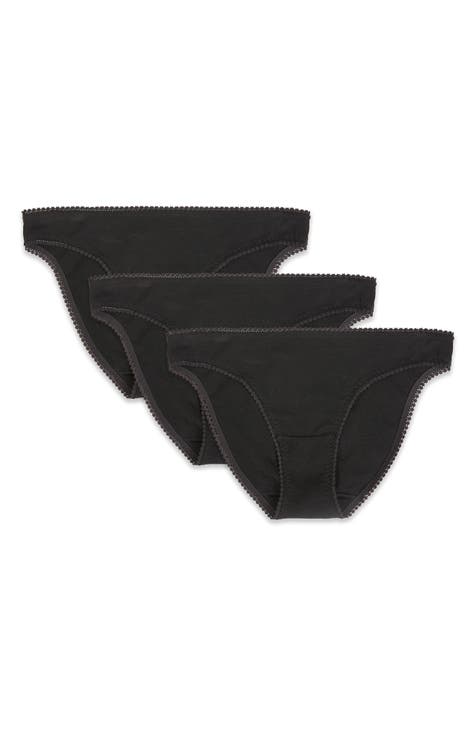 3-pack Cotton-blend Thongs - Black - Ladies