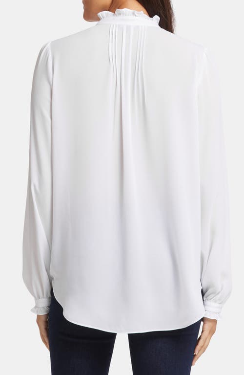 Nydj Pleated Yoke Long Sleeve Peasant Blouse In Optic White