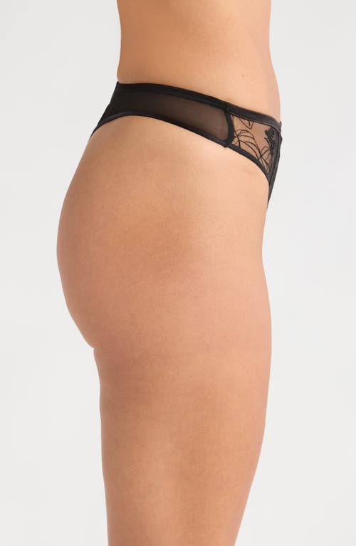 Shop Bluebella Seraphim High Waist Embroidered Mesh Thong In Black