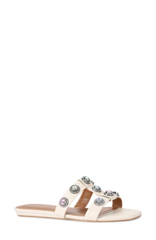 Octavia Embellished Slide Sandal in Open White
