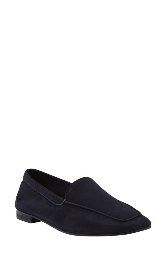 Andrea Carrano Suede Moccasin In Navy Leather