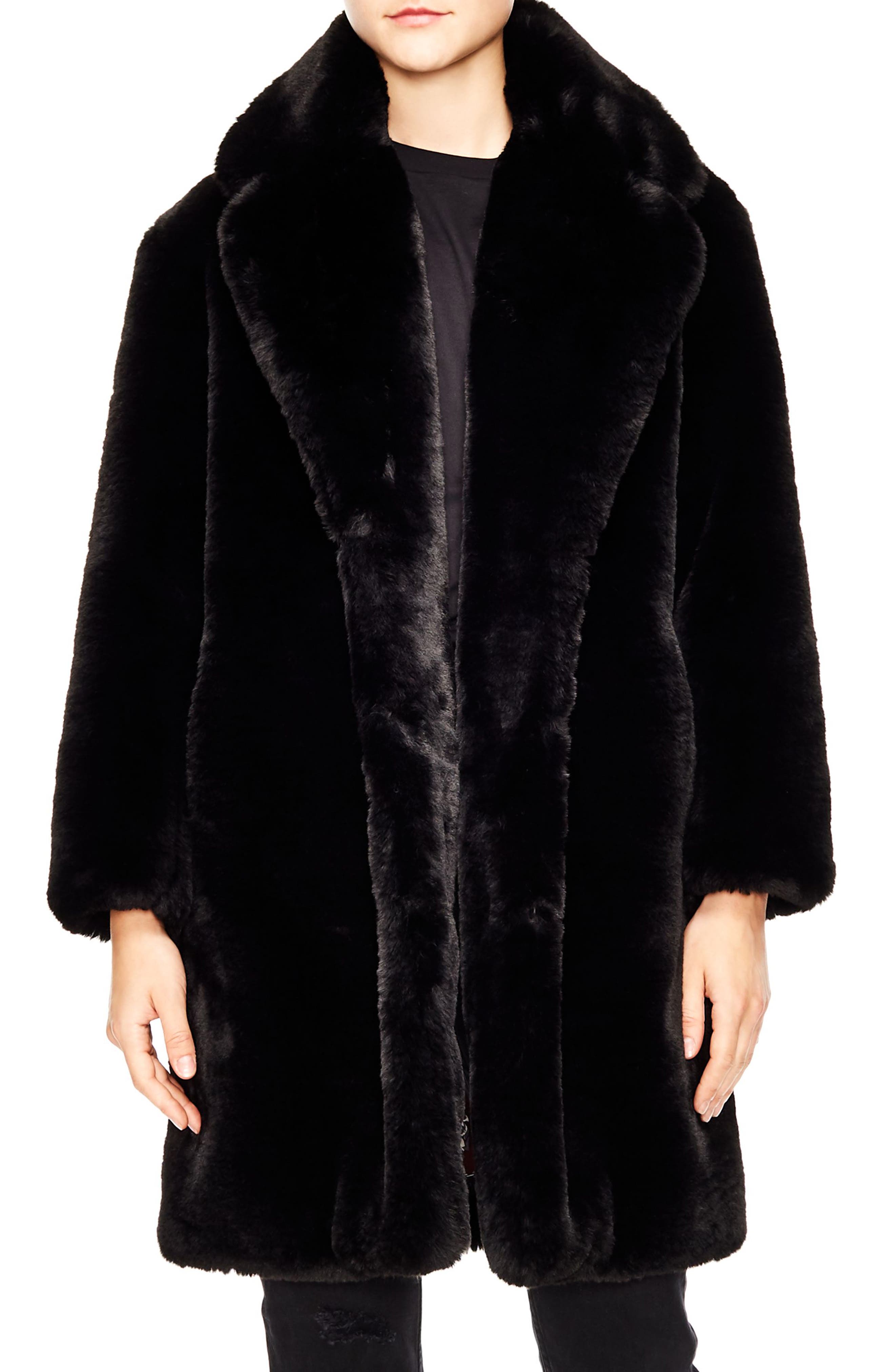 sandro faux fur coat