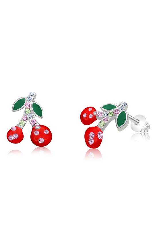 Shop Chanteur Kids' Cherry Stud Earrings In Red Multi