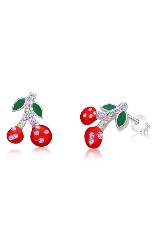 Shop Chanteur Kids' Cherry Stud Earrings In Red Multi