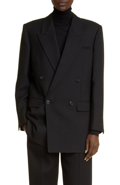 The Row Myriam Layered Wool & Silk Double Breasted Jacket Black at Nordstrom,