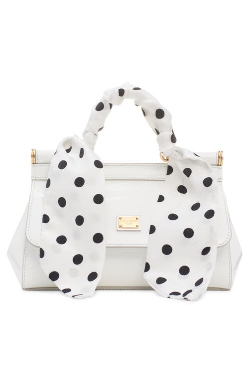 Shop Dolce & Gabbana Dolce&gabbana Sicily East/west Leather Satchel With Scarf In Hnzpw Bianco