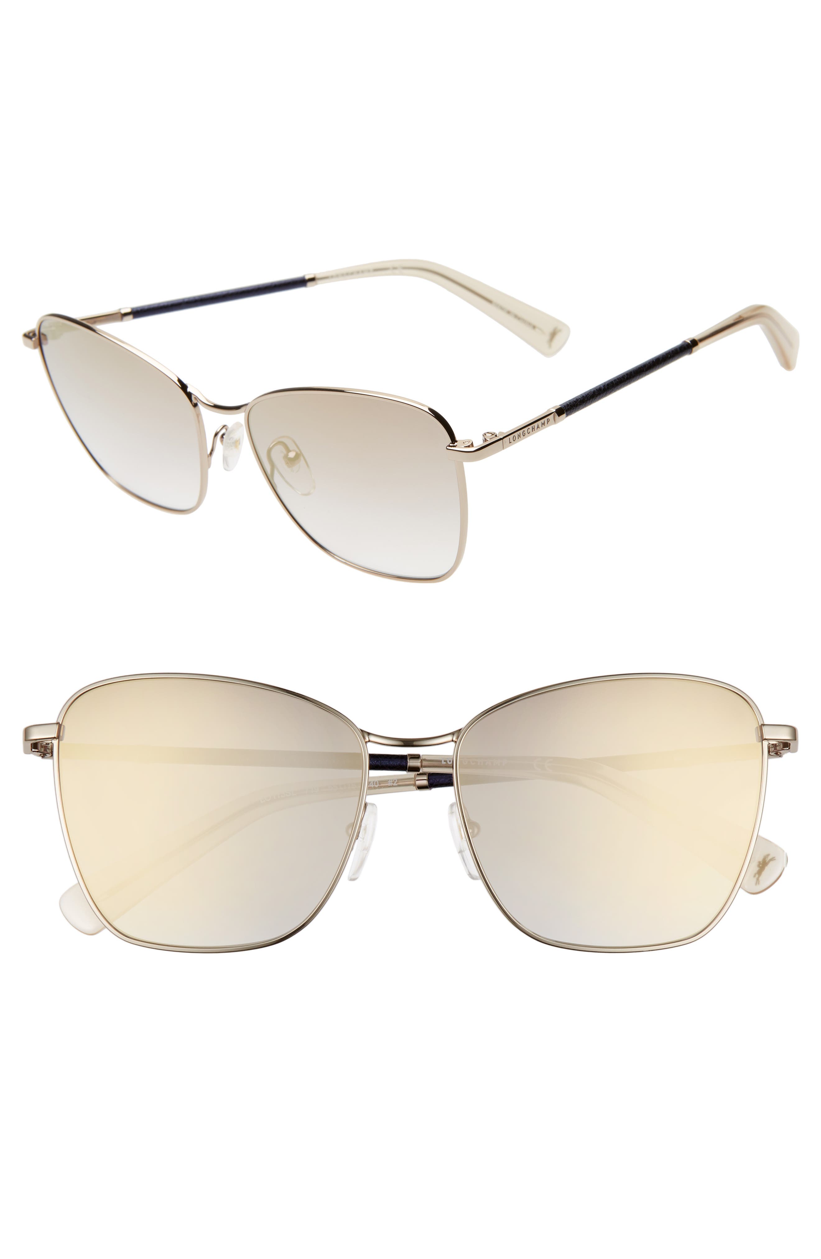 NEW Longchamp LO113S 719 Gold Sunglasses with Blue Lenses 