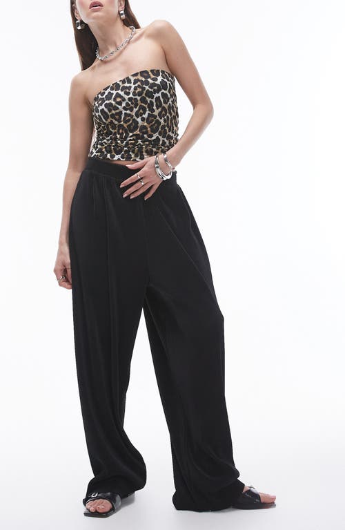 Shop Topshop Balloon Leg Plissé Pants In Black