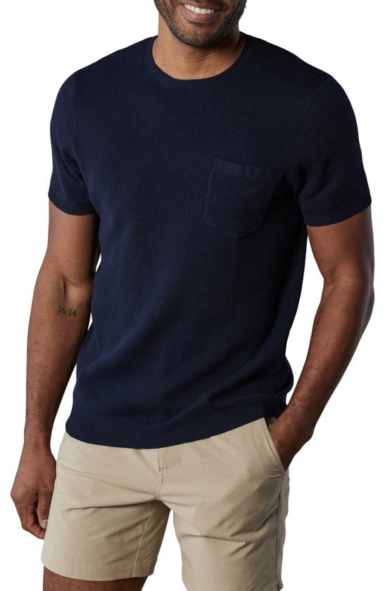 Shop The Normal Brand Waffle Stitch Short Sleeve Sweater In Navy