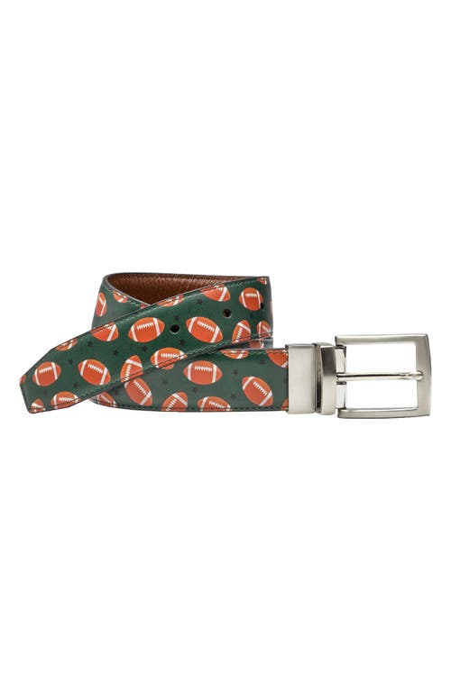 Johnston & Murphy Kids' Reversible Football Print Leather Belt Brown at Nordstrom,