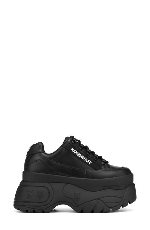 NAKED WOLFE Sprinter Mega Platform Sneaker in Black Leather