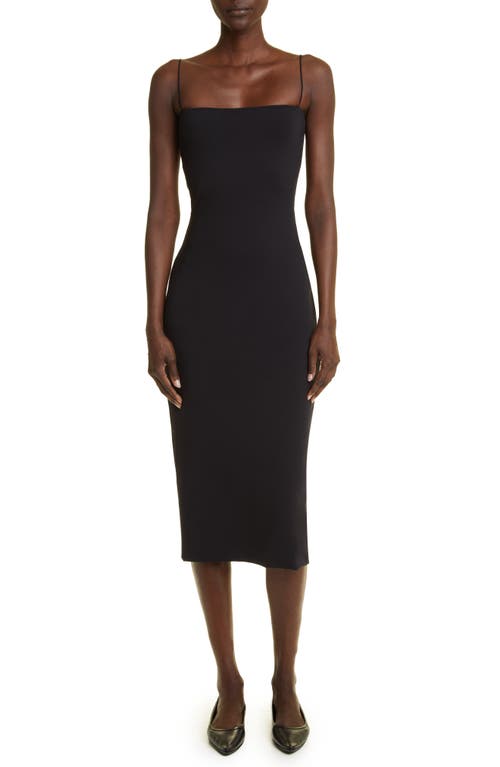 The Row Haku Fitted Square Neck Midi Dress in Black