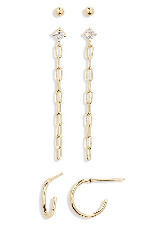 Shop Nordstrom Rack Set Of 3 Demi Fine Earrings In Gold