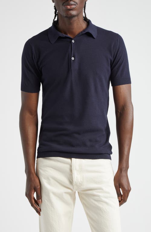 John Smedley Roth Solid Sweater Polo In Navy