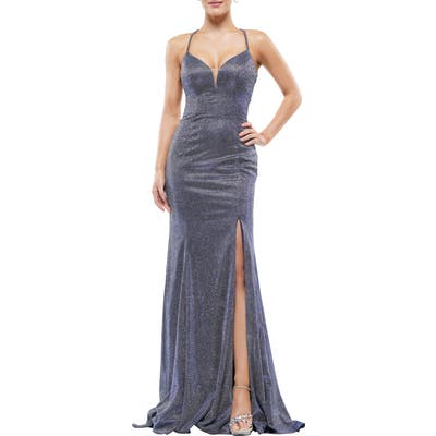 Colors Dress Glitter Mermaid Gown, Blue