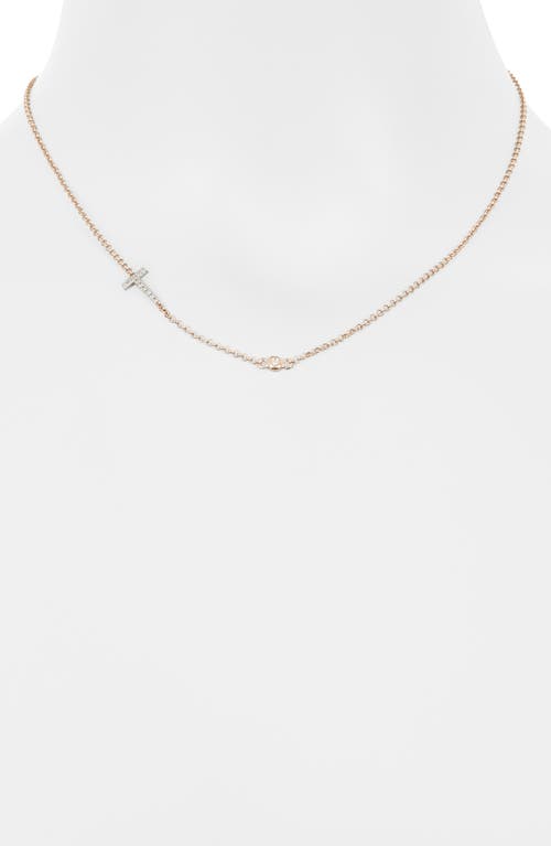 Meshmerise Bezel Diamond Initial Chain Necklace In Rose-t