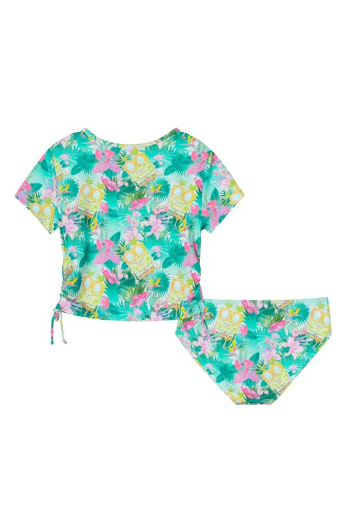 ANDY & EVAN ANDY & EVAN KIDS' PINEAPPLE PALM RIB TWO-PIECE RASHGUARD SWIMSUIT