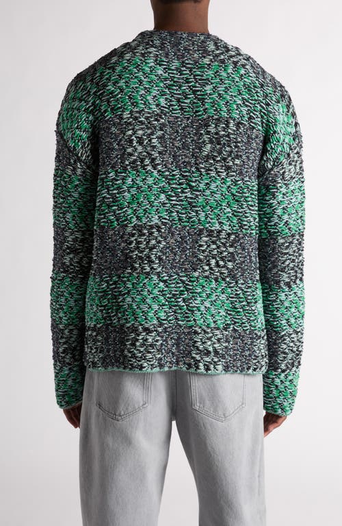 Bottega Veneta Check Crewneck Wool Sweater In 1744 Mint/grey/navy