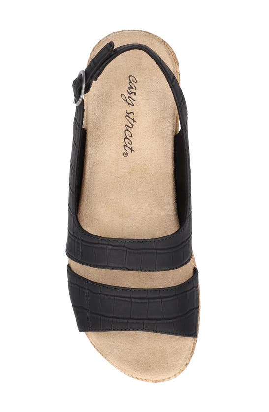 Shop Easy Street Gannett Slingback Wedge Sandal In Black Croco