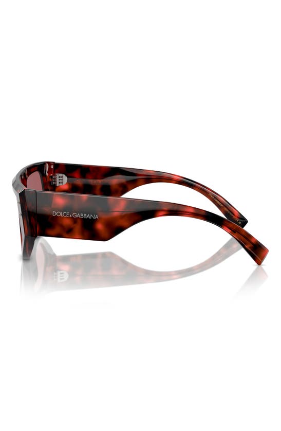 Dolce & Gabbana 57mm Rectangular Sunglasses In Havana Red