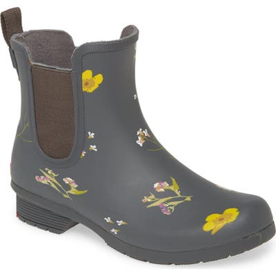 Chooka Flower Press Waterproof Chelsea Rain Boot, Blue