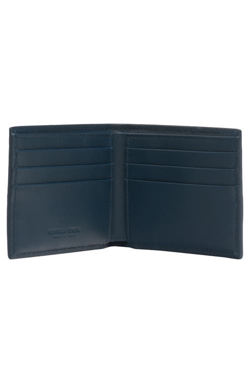 Shop Bottega Veneta Cassette Intreccio Leather Bifold Wallet In Deep Blue