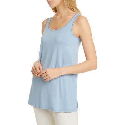 Eileen Fisher Scoop Neck Long Tank, Blue