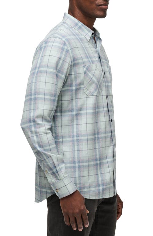 Shop Travismathew Cloud Plaid Flannel Button-up Shirt In Jadeite/elderberry