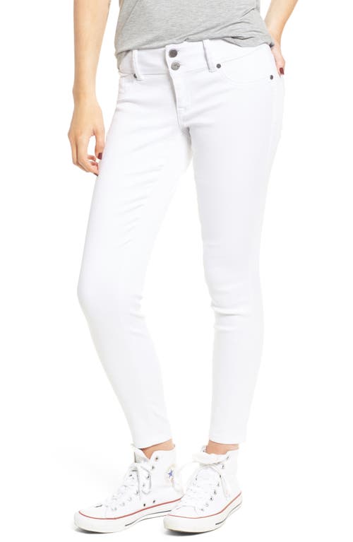 1822 Denim Double Button Skinny Jeans White at Nordstrom,