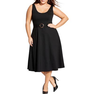 Plus Size City Chic Fit & Flare Dress, Black