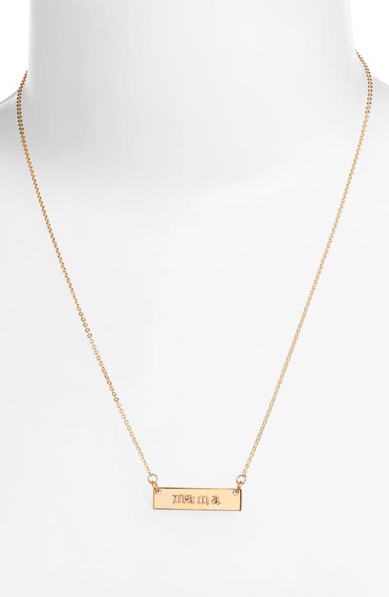 Shop Nashelle Mama Bar Pendant Necklace In Yellow Gold Fill