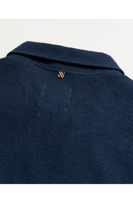 Billy Reid Hemp & Cotton Knit Polo In Carbon Blue